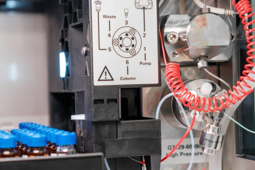 Auto sampler and injection part of HPLC system. Analytical chemistry laboratory, Instrumental