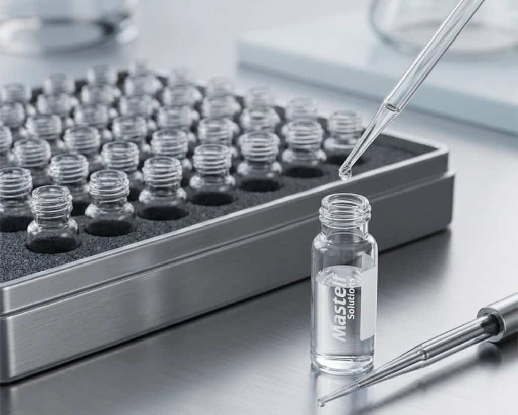 2ml 9mm screw hplc clear sample vials mastelf logo