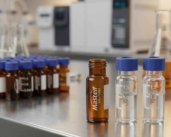 2ml 9mm screw hplc amber and clear vials mastelf logo