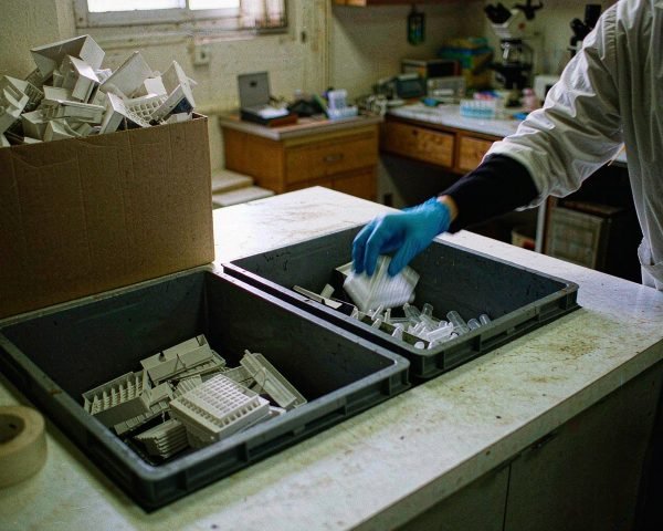 cut lab plastic waste